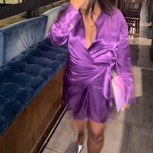Metallic Purple Wrap dress